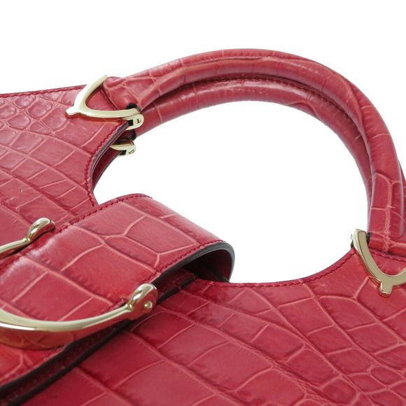 Gucci Matte Crocodile Stirrup Handbag Pink - Picture 6 of 10